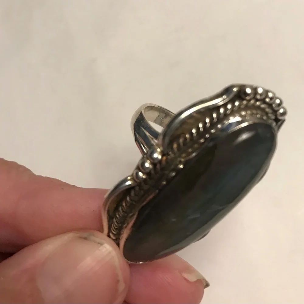 Labradorite Stamped 925 Sterling Silver Ring